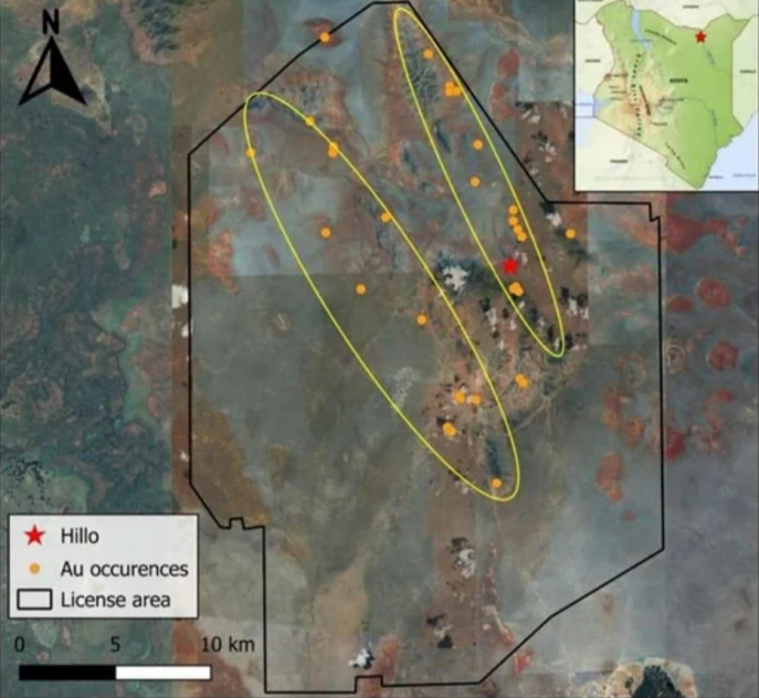 Dabel Gold Project License Area and Hillo Mining Site Map